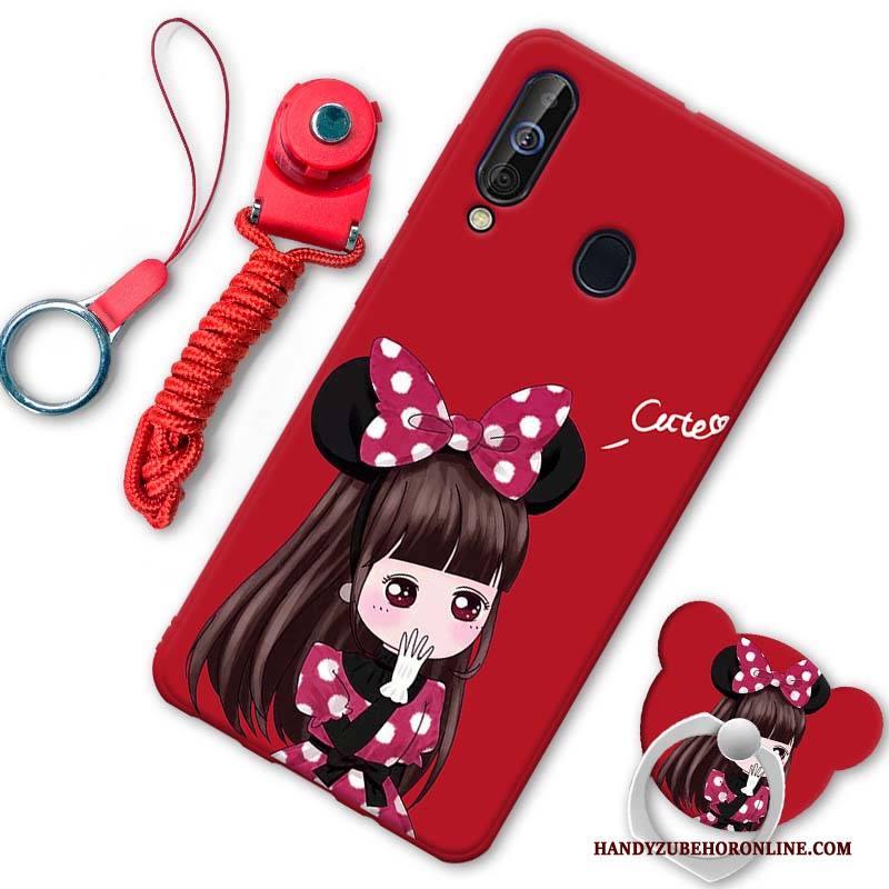 Hülle Samsung Galaxy A60 Schutz Handyhüllen Anti-sturz, Case Samsung Galaxy A60 Taschen Nubuck Rot