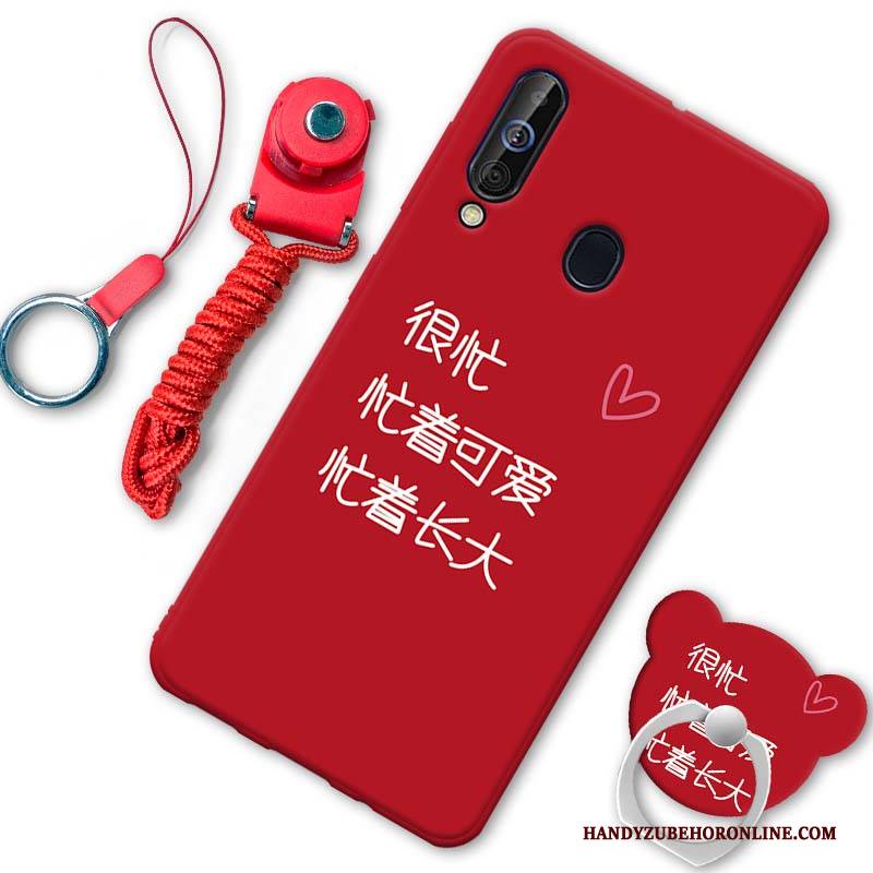 Hülle Samsung Galaxy A60 Schutz Handyhüllen Anti-sturz, Case Samsung Galaxy A60 Taschen Nubuck Rot