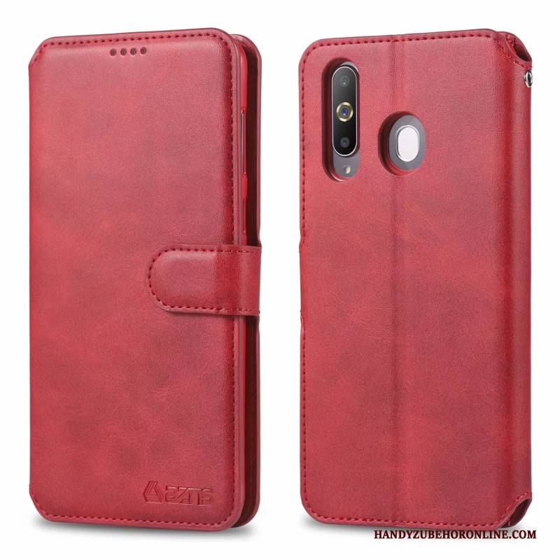 Hülle Samsung Galaxy A60 Schutz Rot Temperieren, Case Samsung Galaxy A60 Folio Handyhüllen Membran