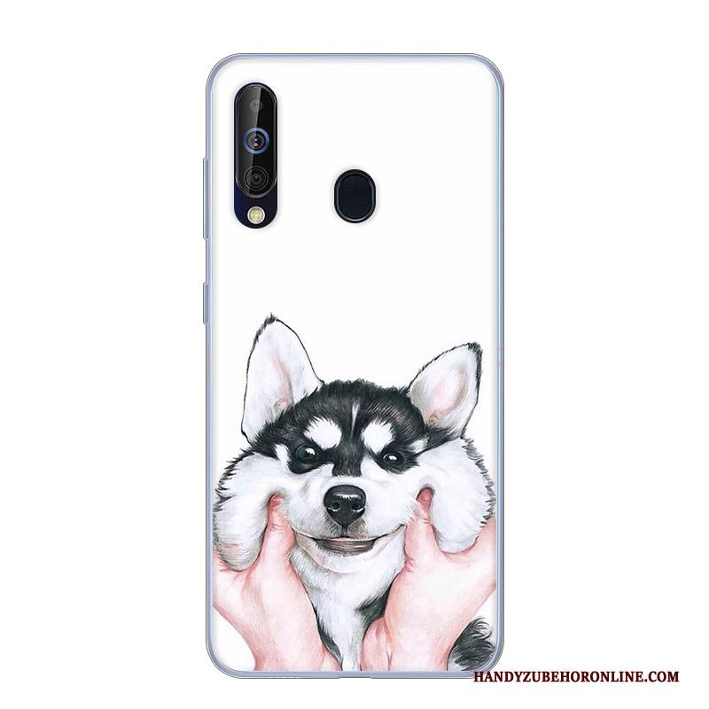 Hülle Samsung Galaxy A60 Silikon Handyhüllen Rosa, Case Samsung Galaxy A60 Karikatur Anti-sturz Weiß