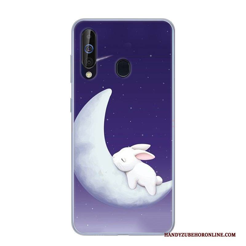 Hülle Samsung Galaxy A60 Silikon Handyhüllen Rosa, Case Samsung Galaxy A60 Karikatur Anti-sturz Weiß