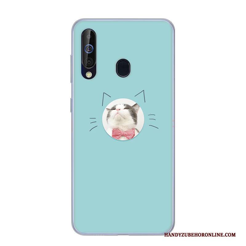 Hülle Samsung Galaxy A60 Silikon Handyhüllen Rosa, Case Samsung Galaxy A60 Karikatur Anti-sturz Weiß