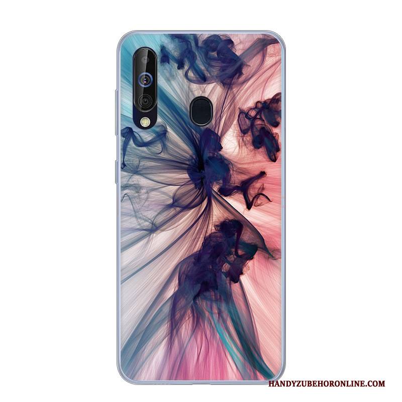 Hülle Samsung Galaxy A60 Silikon Handyhüllen Rosa, Case Samsung Galaxy A60 Karikatur Anti-sturz Weiß