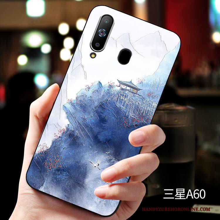 Hülle Samsung Galaxy A60 Taschen Angepasst Handyhüllen, Case Samsung Galaxy A60 Schutz Nubuck Grün