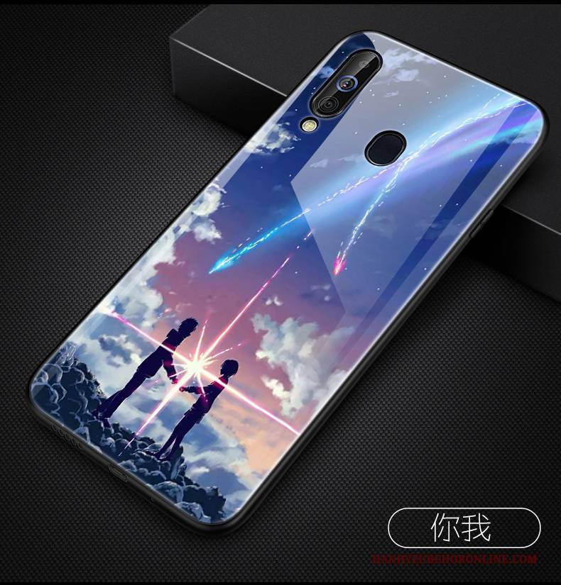 Hülle Samsung Galaxy A60 Taschen Grün Handyhüllen, Case Samsung Galaxy A60 Weiche Glas