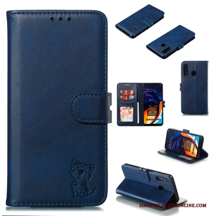 Hülle Samsung Galaxy A60 Taschen Schwarz Anti-sturz, Case Samsung Galaxy A60 Folio Handyhüllen