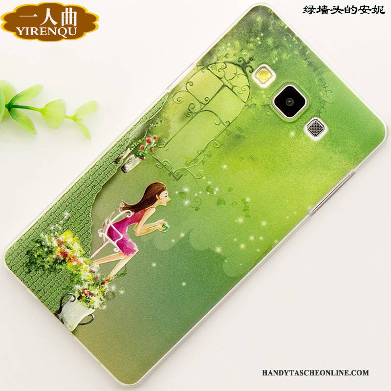 Hülle Samsung Galaxy A7 2015 Prägung Grün Anti-sturz, Case Samsung Galaxy A7 2015 Karikatur