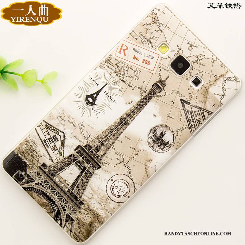 Hülle Samsung Galaxy A7 2015 Prägung Grün Anti-sturz, Case Samsung Galaxy A7 2015 Karikatur