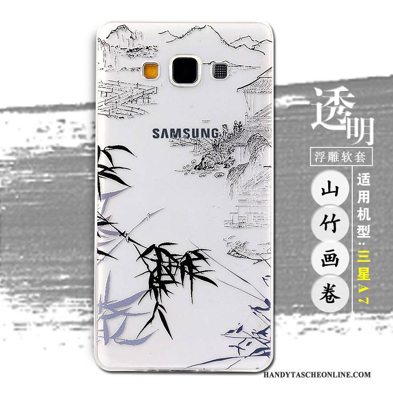 Hülle Samsung Galaxy A7 2015 Prägung Handyhüllen Lila, Case Samsung Galaxy A7 2015 Silikon