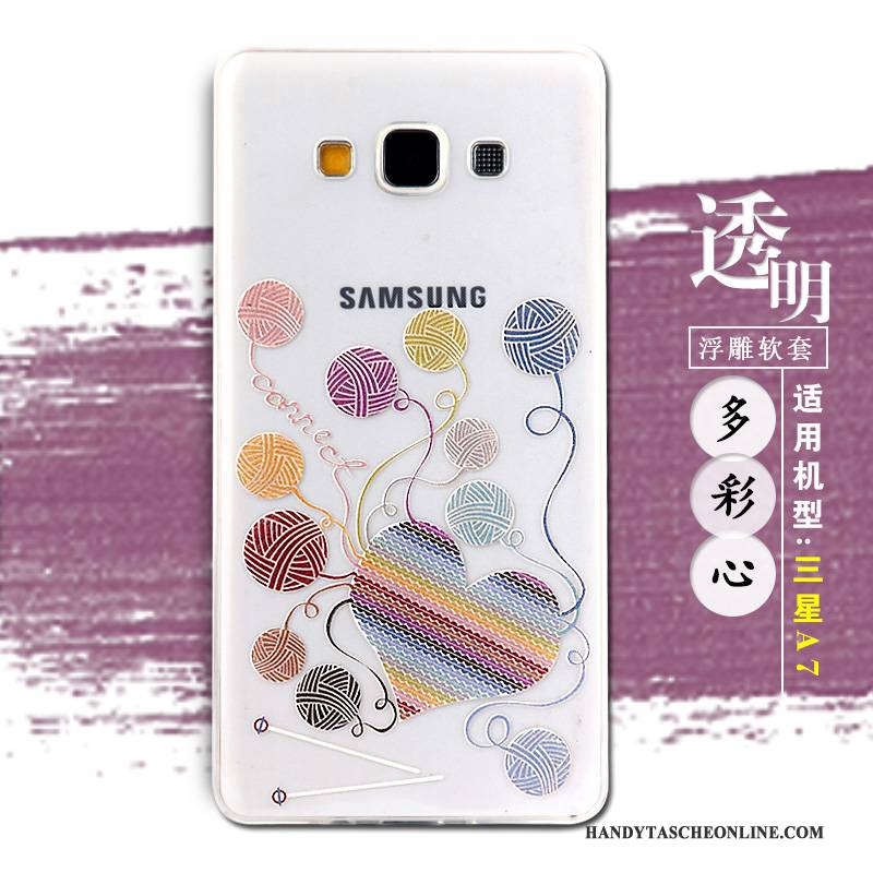 Hülle Samsung Galaxy A7 2015 Prägung Handyhüllen Lila, Case Samsung Galaxy A7 2015 Silikon