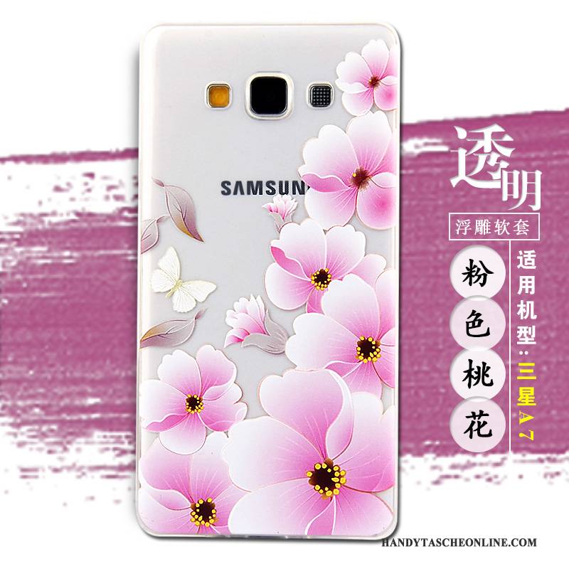 Hülle Samsung Galaxy A7 2015 Prägung Handyhüllen Lila, Case Samsung Galaxy A7 2015 Silikon