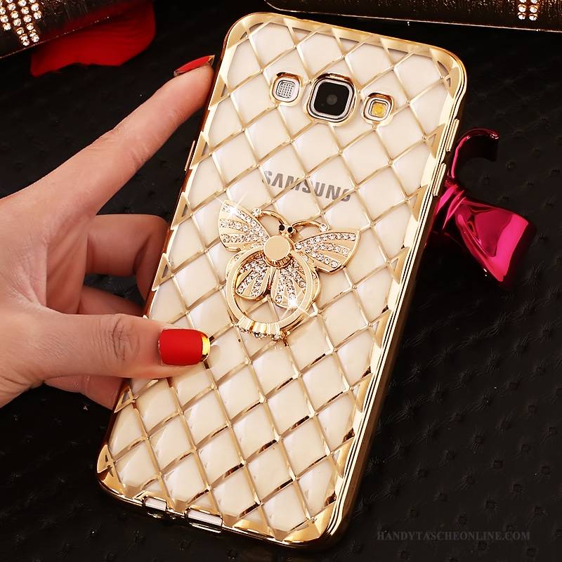 Hülle Samsung Galaxy A7 2015 Schutz Transparent Gold, Case Samsung Galaxy A7 2015 Strasssteinen Handyhüllen