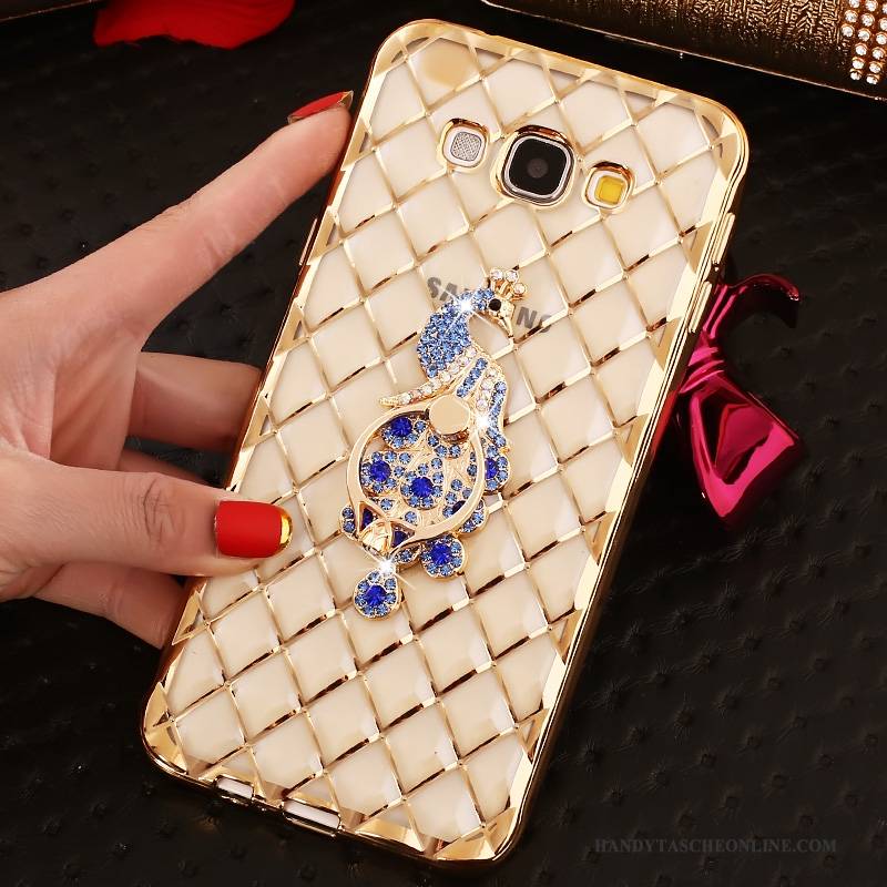 Hülle Samsung Galaxy A7 2015 Schutz Transparent Gold, Case Samsung Galaxy A7 2015 Strasssteinen Handyhüllen