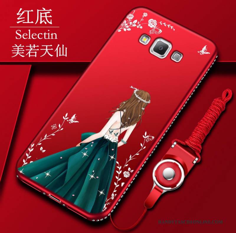 Hülle Samsung Galaxy A7 2015 Silikon Groß Rot, Case Samsung Galaxy A7 2015 Weiche Nubuck Handyhüllen