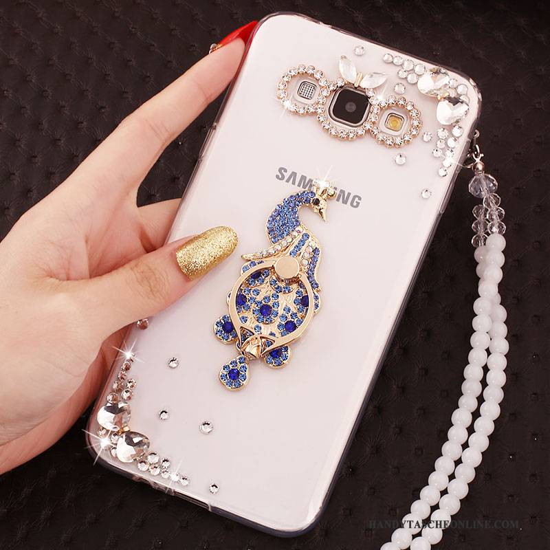 Hülle Samsung Galaxy A7 2015 Strass Anti-sturz Blau, Case Samsung Galaxy A7 2015 Schutz Ring Handyhüllen