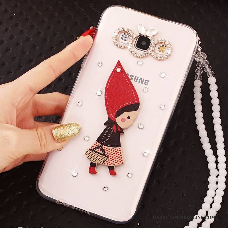 Hülle Samsung Galaxy A7 2015 Strass Hängende Verzierungen Weiß, Case Samsung Galaxy A7 2015 Schutz Handyhüllen Anti-sturz