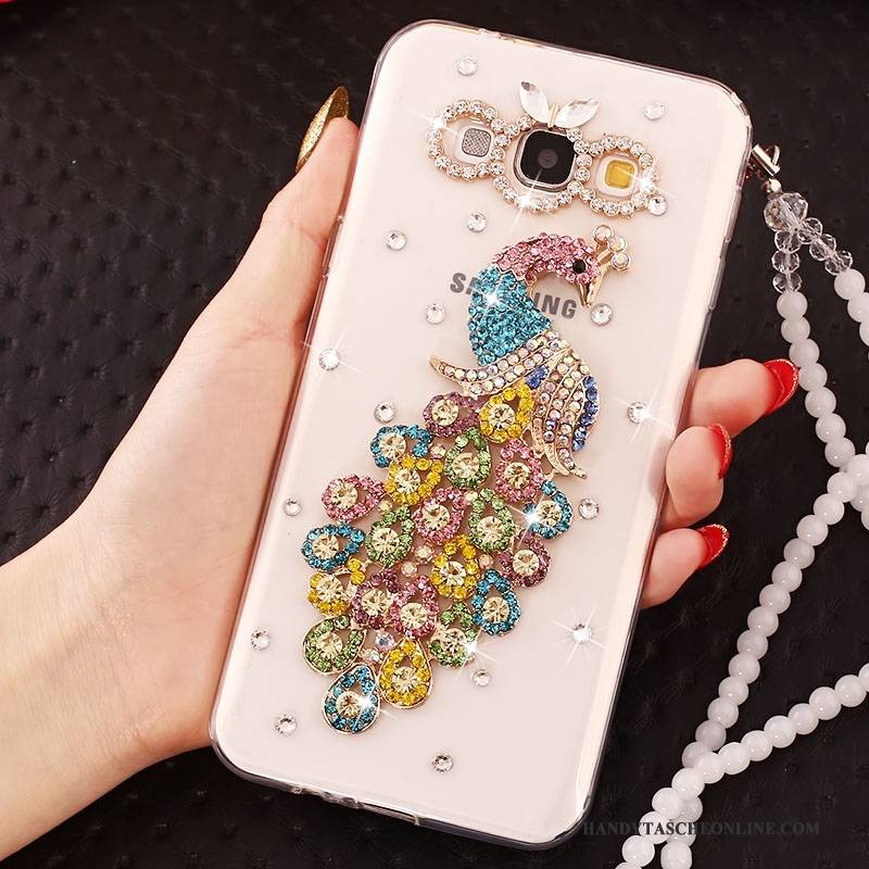 Hülle Samsung Galaxy A7 2015 Strass Hängende Verzierungen Weiß, Case Samsung Galaxy A7 2015 Schutz Handyhüllen Anti-sturz