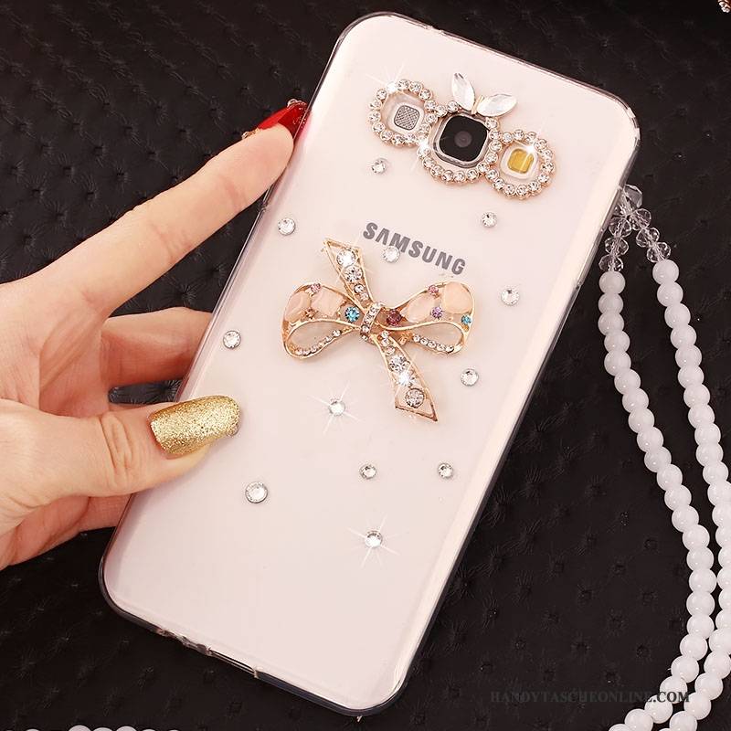 Hülle Samsung Galaxy A7 2015 Strass Hängende Verzierungen Weiß, Case Samsung Galaxy A7 2015 Schutz Handyhüllen Anti-sturz