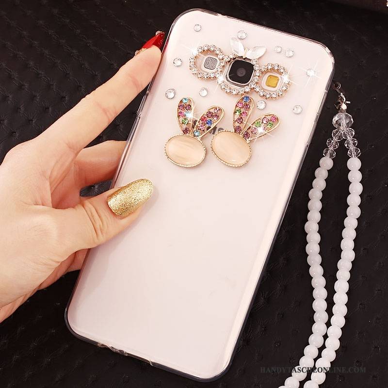 Hülle Samsung Galaxy A7 2015 Strass Hängende Verzierungen Weiß, Case Samsung Galaxy A7 2015 Schutz Handyhüllen Anti-sturz