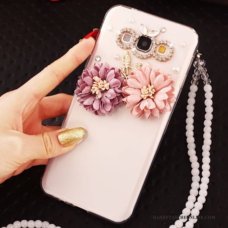 Hülle Samsung Galaxy A7 2015 Strass Hängende Verzierungen Weiß, Case Samsung Galaxy A7 2015 Schutz Handyhüllen Anti-sturz