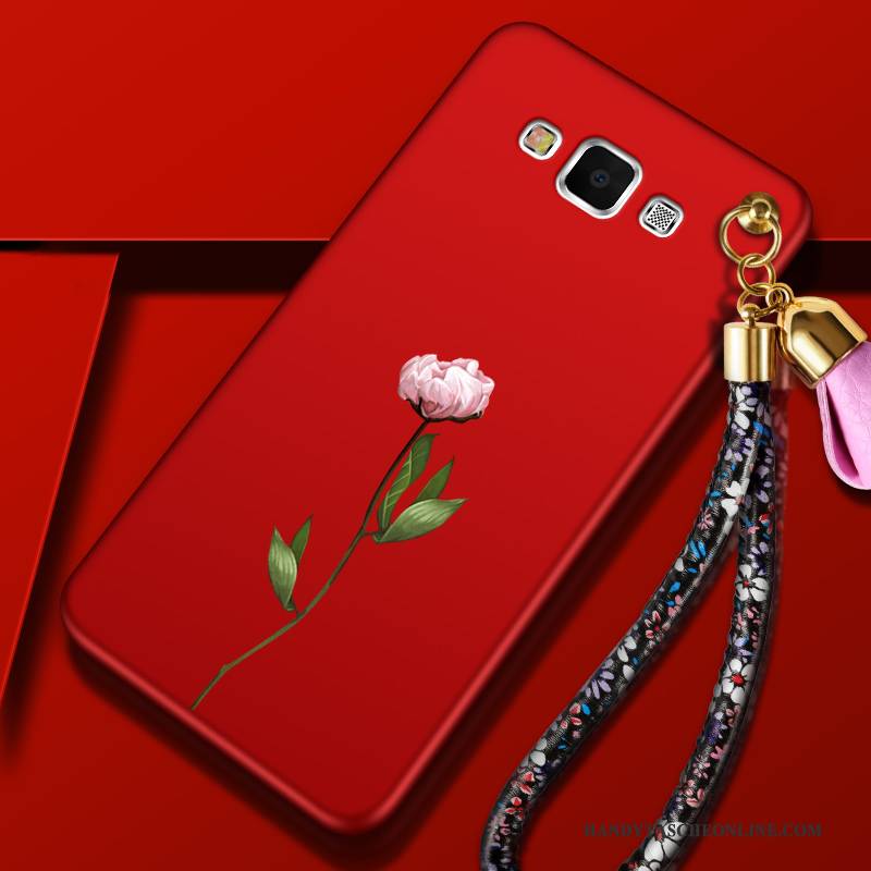 Hülle Samsung Galaxy A7 2015 Weiche Rot Handyhüllen, Case Samsung Galaxy A7 2015 Schutz Hängende Verzierungen Groß