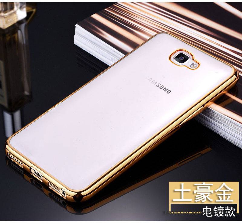 Hülle Samsung Galaxy A7 2016 Schutz Gold Transparent, Case Samsung Galaxy A7 2016 Taschen Handyhüllen Anti-sturz