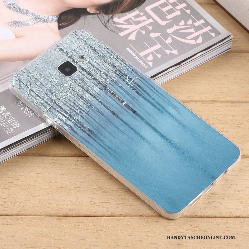 Hülle Samsung Galaxy A7 2016 Schutz Nubuck Handyhüllen, Case Samsung Galaxy A7 2016 Taschen Blau