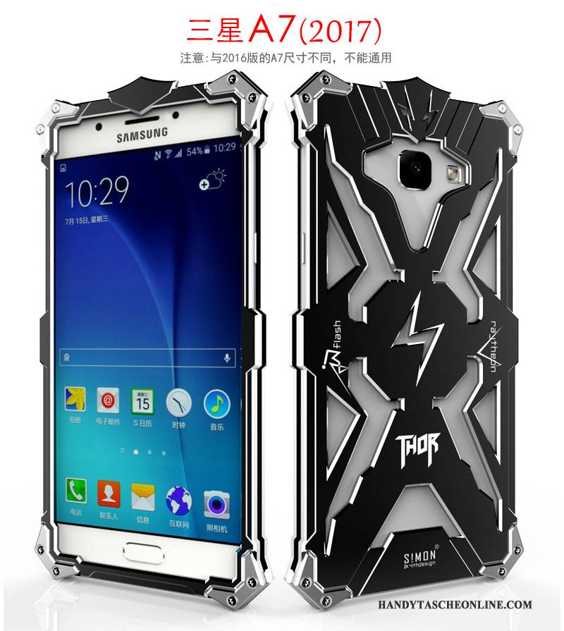 Hülle Samsung Galaxy A7 2017 Metall Grenze Schwarz, Case Samsung Galaxy A7 2017 Schutz Trend Handyhüllen