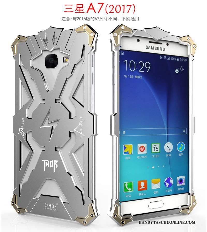 Hülle Samsung Galaxy A7 2017 Metall Grenze Schwarz, Case Samsung Galaxy A7 2017 Schutz Trend Handyhüllen