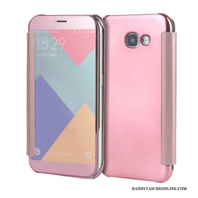 Hülle Samsung Galaxy A7 2017 Schutz Spiegel Handyhüllen, Case Samsung Galaxy A7 2017 Folio Rosa Überzug