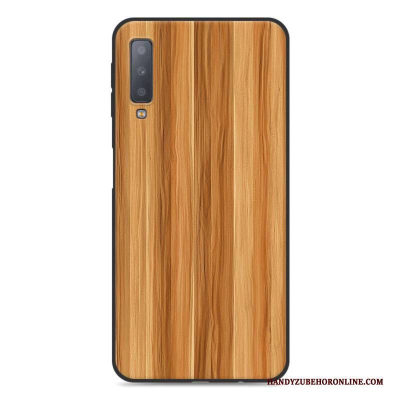 Hülle Samsung Galaxy A7 2018 Holzmaserung Anti-sturz Einfach, Case Samsung Galaxy A7 2018 Taschen Blau Handyhüllen