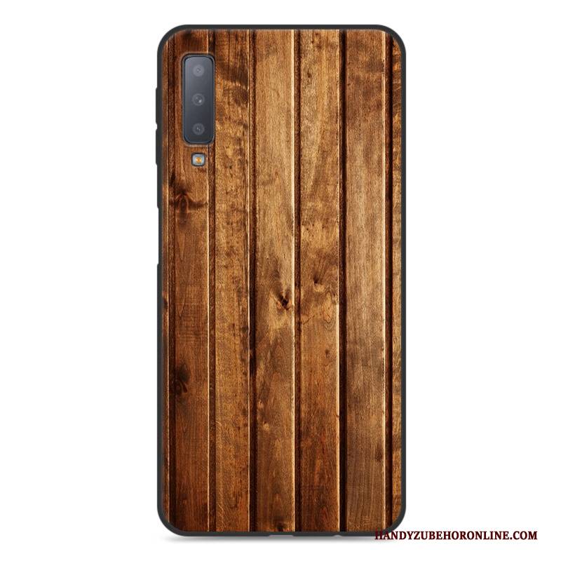 Hülle Samsung Galaxy A7 2018 Holzmaserung Anti-sturz Einfach, Case Samsung Galaxy A7 2018 Taschen Blau Handyhüllen