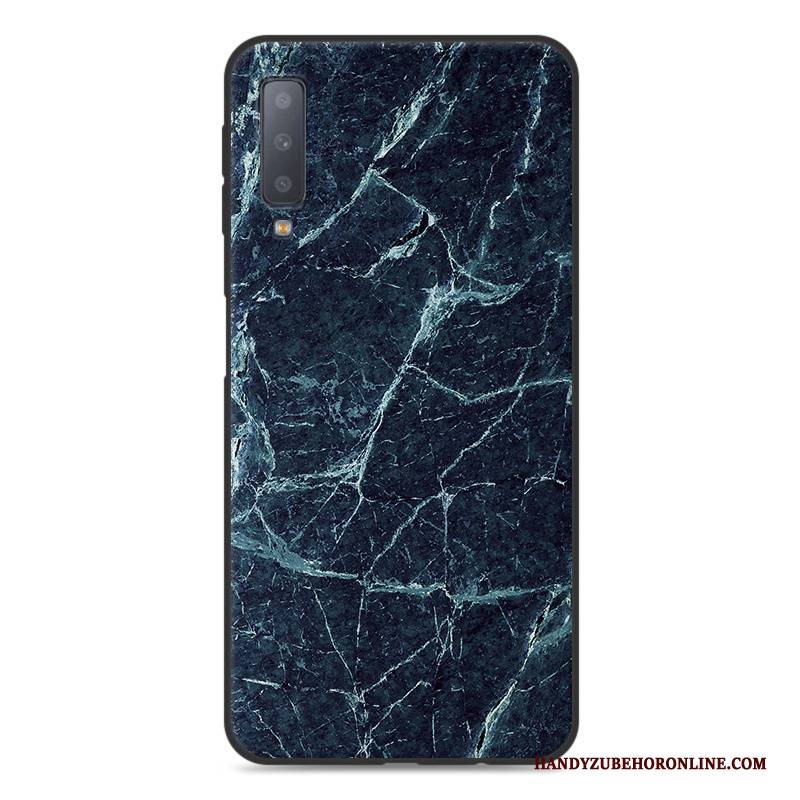 Hülle Samsung Galaxy A7 2018 Holzmaserung Anti-sturz Einfach, Case Samsung Galaxy A7 2018 Taschen Blau Handyhüllen