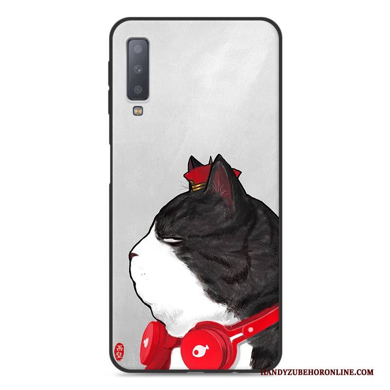 Hülle Samsung Galaxy A7 2018 Kreativ Handyhüllen Grau, Case Samsung Galaxy A7 2018 Taschen Anti-sturz Liebhaber