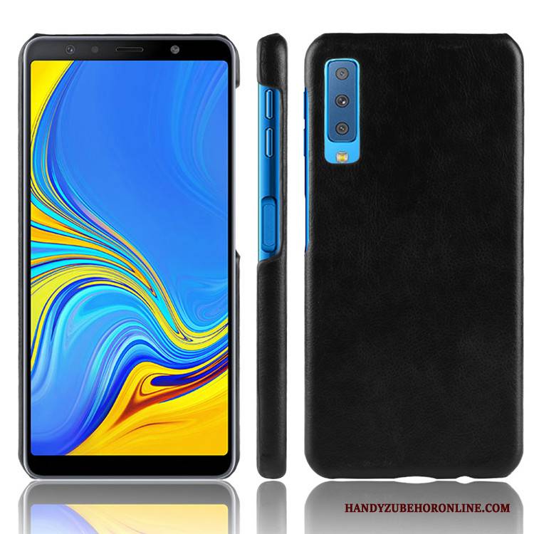 Hülle Samsung Galaxy A7 2018 Leder Handyhüllen Litchi, Case Samsung Galaxy A7 2018 Schutz Qualität Muster