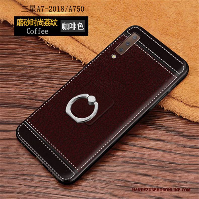 Hülle Samsung Galaxy A7 2018 Leder Litchi Handyhüllen, Case Samsung Galaxy A7 2018 Lederhülle Muster Nubuck