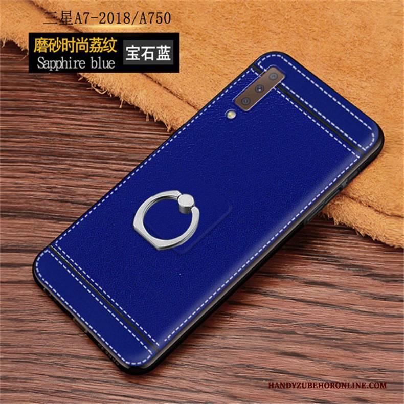 Hülle Samsung Galaxy A7 2018 Leder Litchi Handyhüllen, Case Samsung Galaxy A7 2018 Lederhülle Muster Nubuck