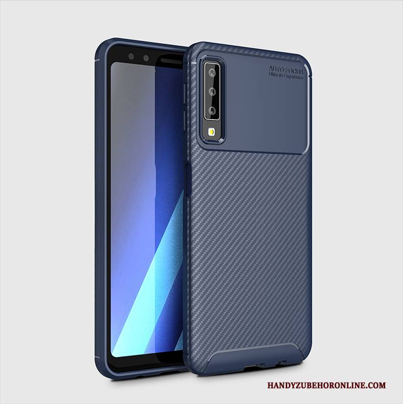 Hülle Samsung Galaxy A7 2018 Silikon Blau Handyhüllen, Case Samsung Galaxy A7 2018 Schutz Anti-sturz