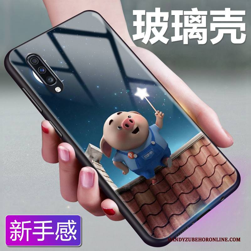 Hülle Samsung Galaxy A70 Karikatur Mini Blau, Case Samsung Galaxy A70 Schutz Handyhüllen Nette