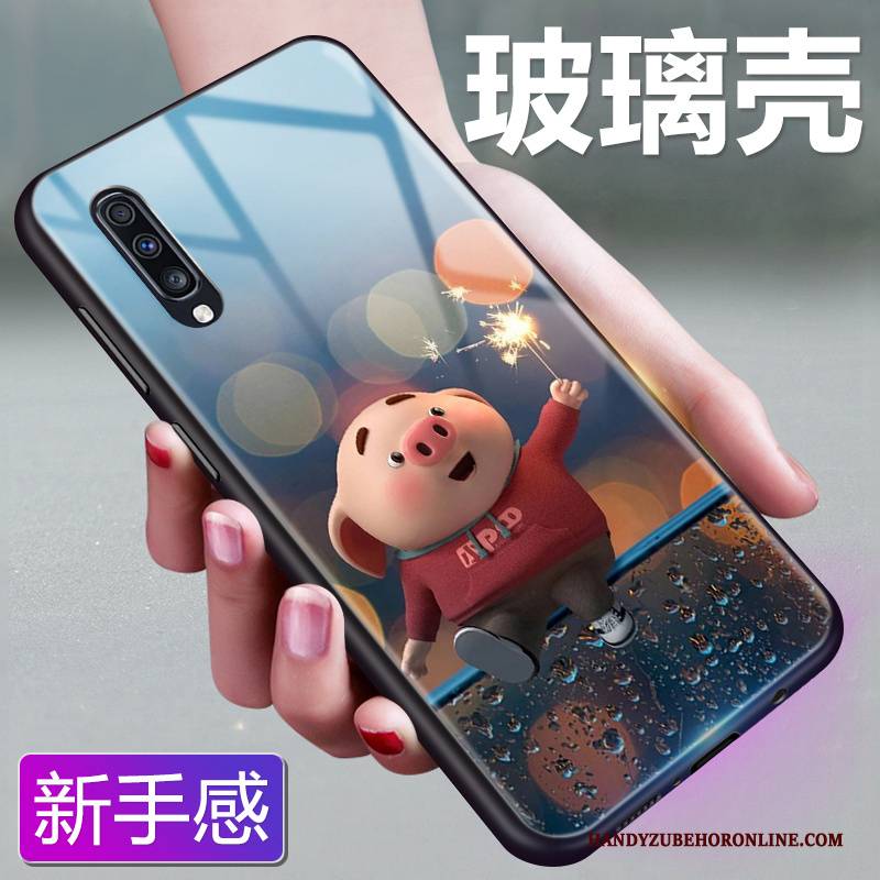 Hülle Samsung Galaxy A70 Karikatur Mini Blau, Case Samsung Galaxy A70 Schutz Handyhüllen Nette