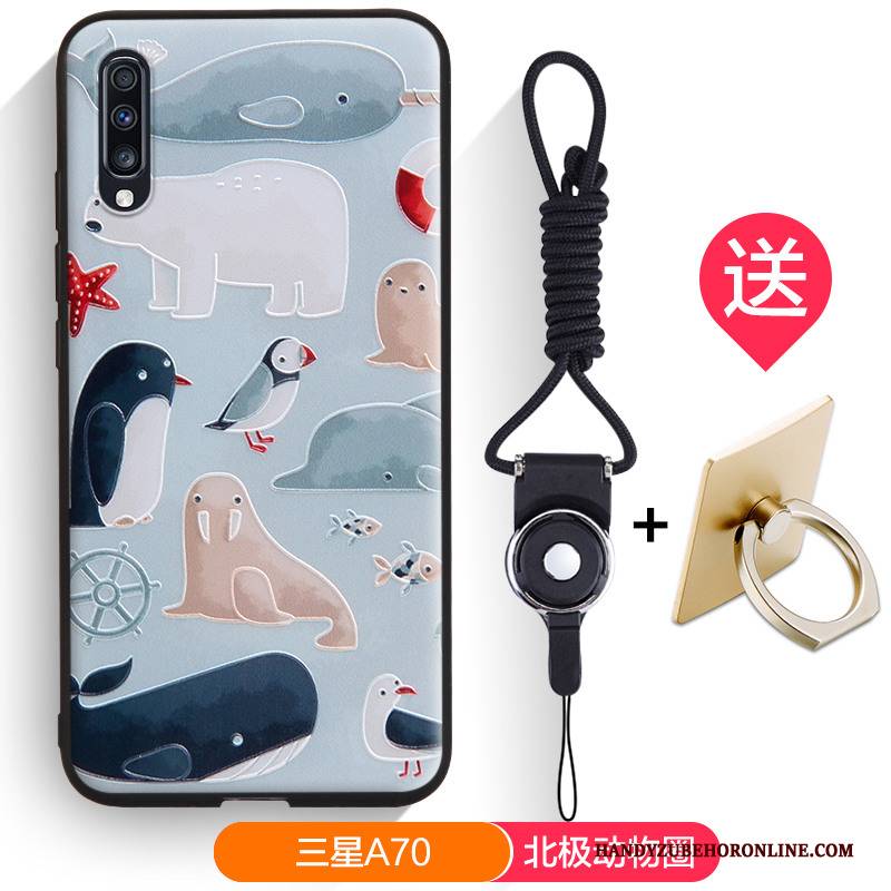 Hülle Samsung Galaxy A70 Prägung Persönlichkeit Dreidimensional, Case Samsung Galaxy A70 Taschen Schwarz Handyhüllen