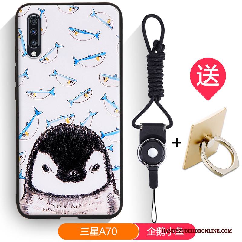 Hülle Samsung Galaxy A70 Prägung Persönlichkeit Dreidimensional, Case Samsung Galaxy A70 Taschen Schwarz Handyhüllen