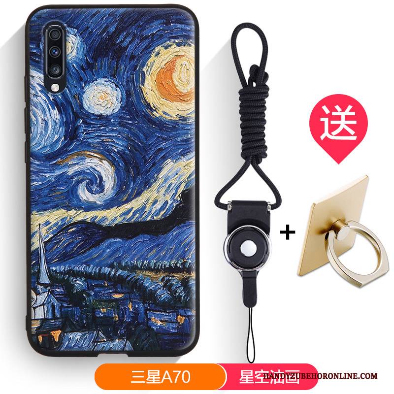 Hülle Samsung Galaxy A70 Prägung Persönlichkeit Dreidimensional, Case Samsung Galaxy A70 Taschen Schwarz Handyhüllen