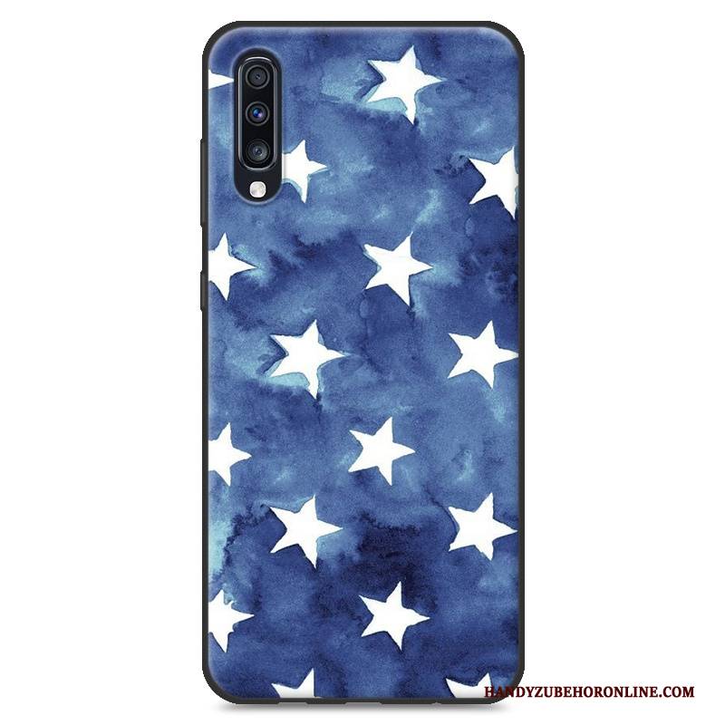 Hülle Samsung Galaxy A70 Schutz Anti-sturz Handyhüllen, Case Samsung Galaxy A70 Gemalt Blau Einfach