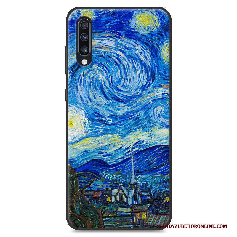 Hülle Samsung Galaxy A70 Schutz Anti-sturz Handyhüllen, Case Samsung Galaxy A70 Gemalt Blau Einfach