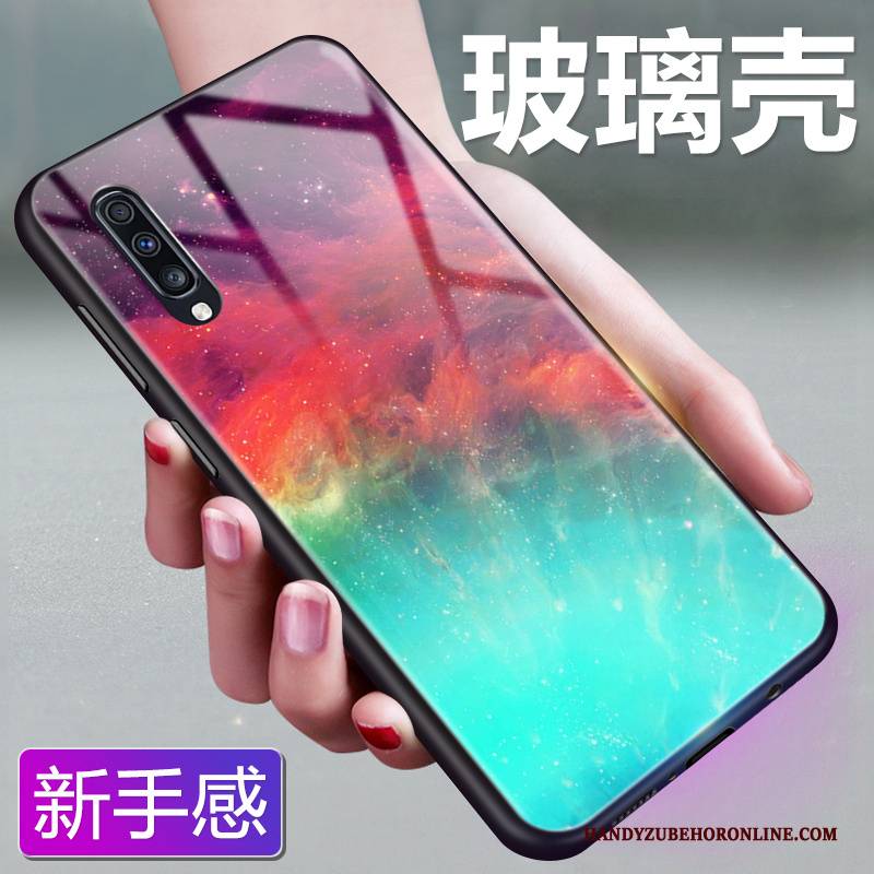 Hülle Samsung Galaxy A70 Schutz Glas Sternenhimmel, Case Samsung Galaxy A70 Weiche Einfach Farbverlauf