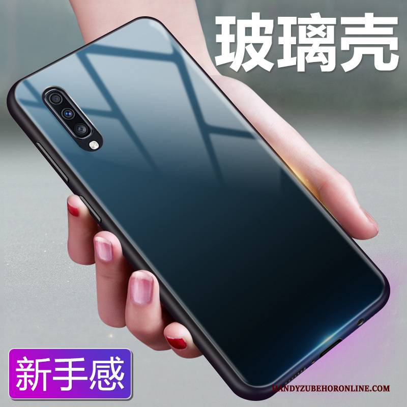 Hülle Samsung Galaxy A70 Schutz Glas Sternenhimmel, Case Samsung Galaxy A70 Weiche Einfach Farbverlauf