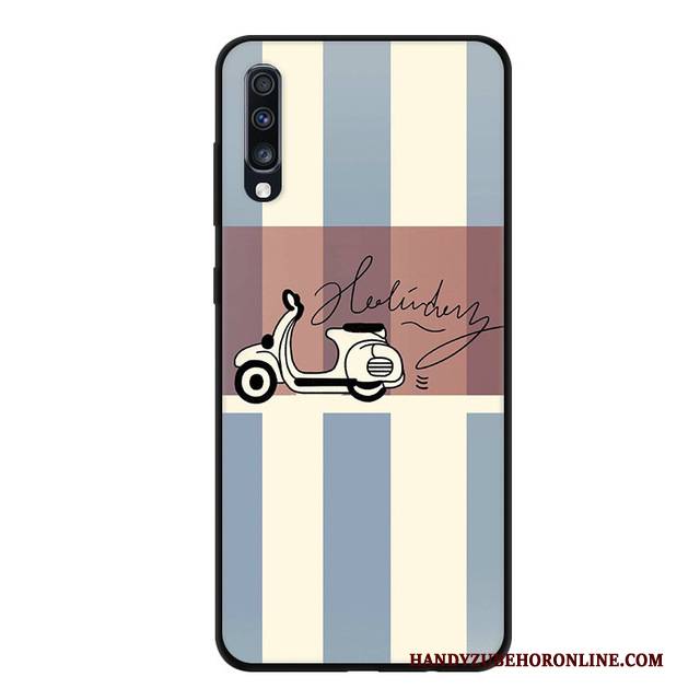 Hülle Samsung Galaxy A70 Schutz Handyhüllen Nubuck, Case Samsung Galaxy A70 Weiche Blau Anti-sturz