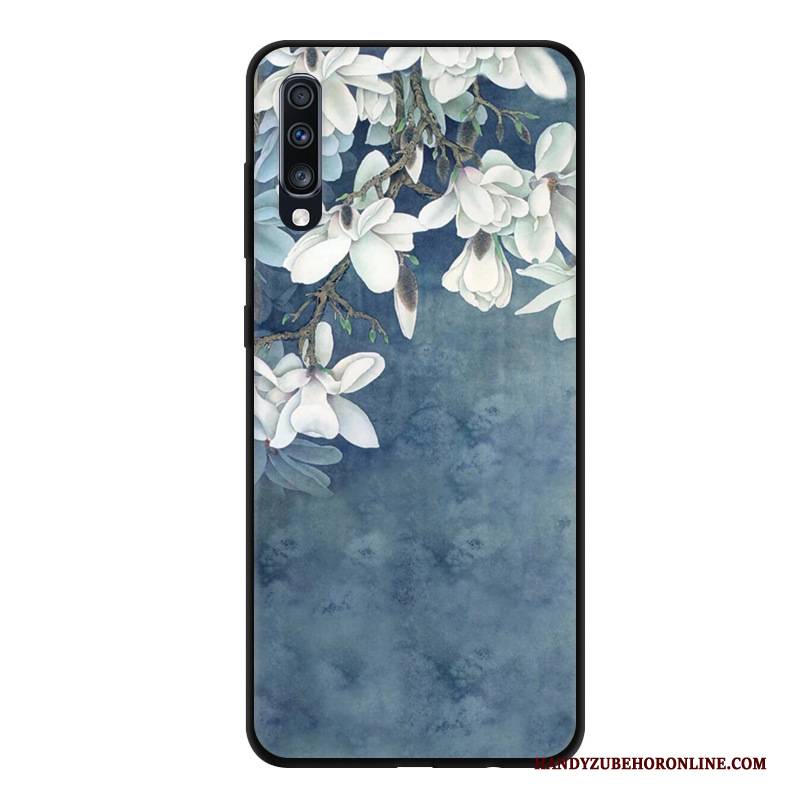 Hülle Samsung Galaxy A70 Schutz Handyhüllen Nubuck, Case Samsung Galaxy A70 Weiche Blau Anti-sturz