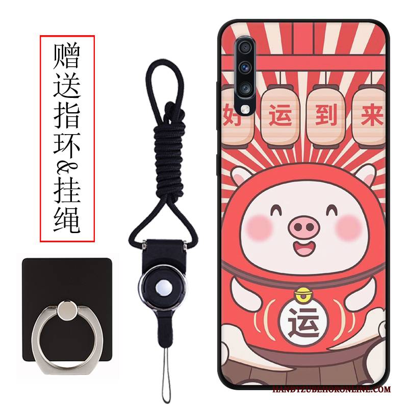 Hülle Samsung Galaxy A70 Schutz Katzen Nubuck, Case Samsung Galaxy A70 Karikatur Rot Anti-sturz